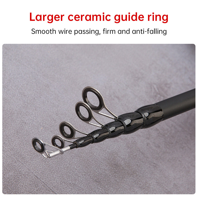 1.5 - 2.4M Telescopic Carbon Fishing Rod Rotary Baitcasting (8 - 25g) with Wooden Handle - Korvel