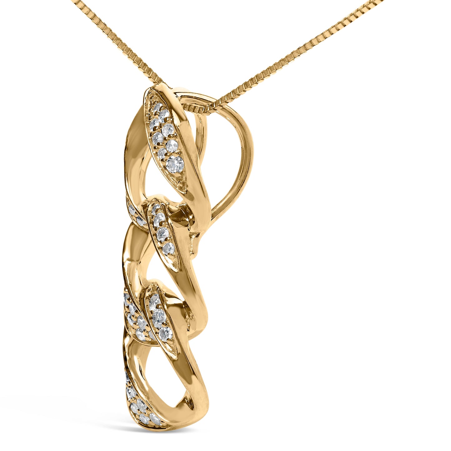Collar con colgante de círculo entrelazado de diamantes chapado en oro amarillo de 14K