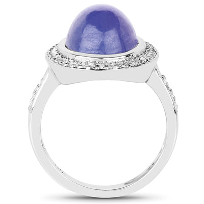 Anillo de Plata Esterlina con Tanzanita y Topacio Blanco de 8.26 Quilates