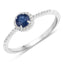0.38 Carat Blue Sapphire and Diamond 14K White Gold Engagement Ring