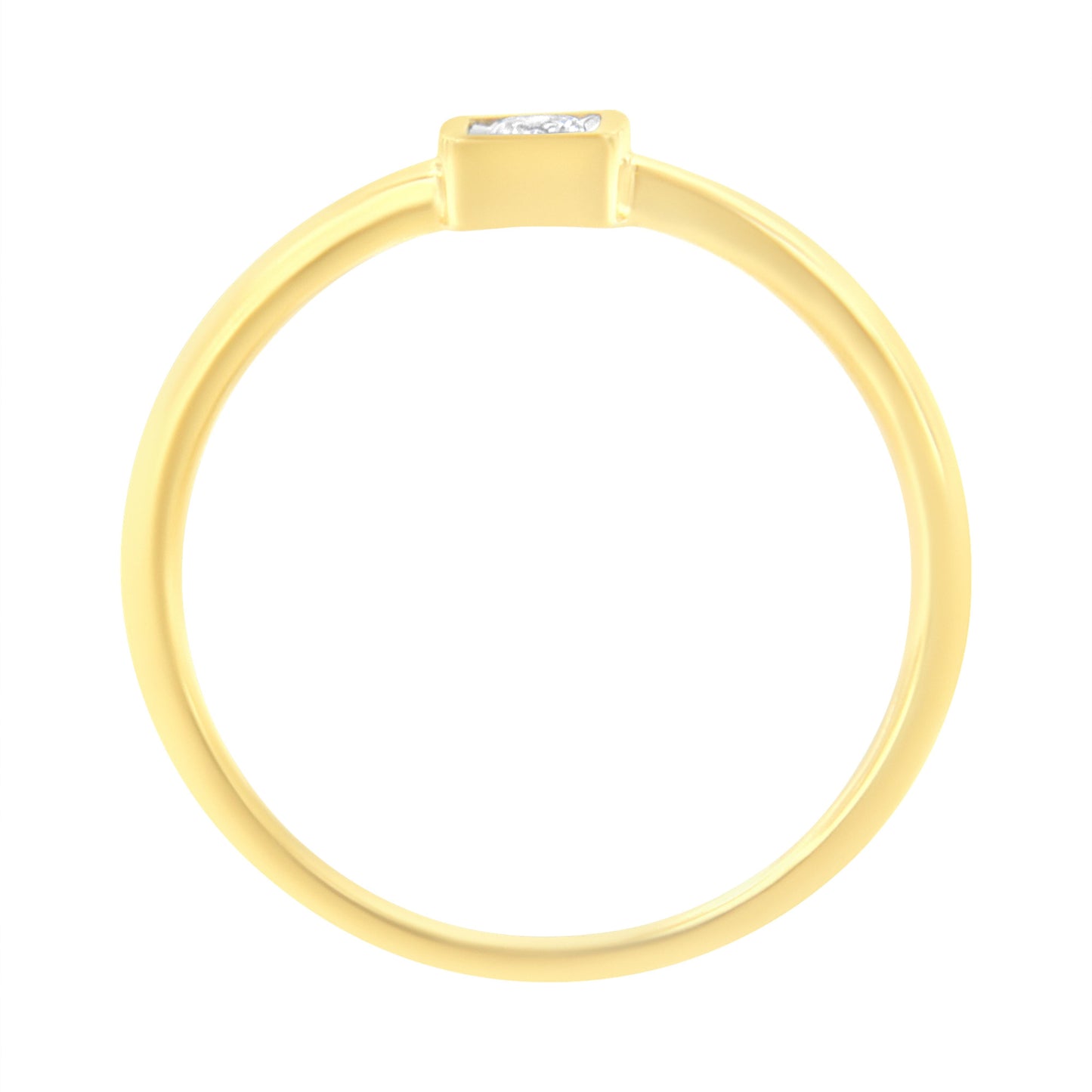 14K Yellow Gold Plated Sterling Silver Miracle Set Diamond Promise Ring - Size 6