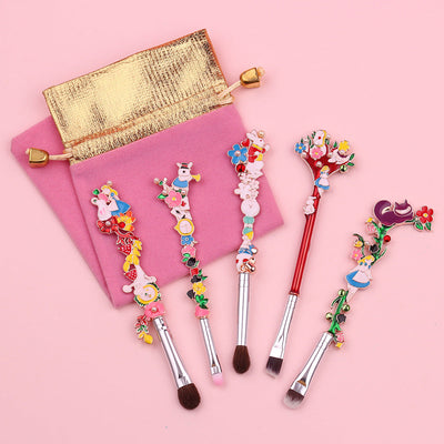 5 pcs Alice Makeup Brushes Design Horsehair Contouring Eyeshadow Brush Eyebrow Brush Lip Brush Beauty Tool - Korvel