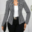 Blazer Houndstooth Automne Hiver Cardigan Long Manches