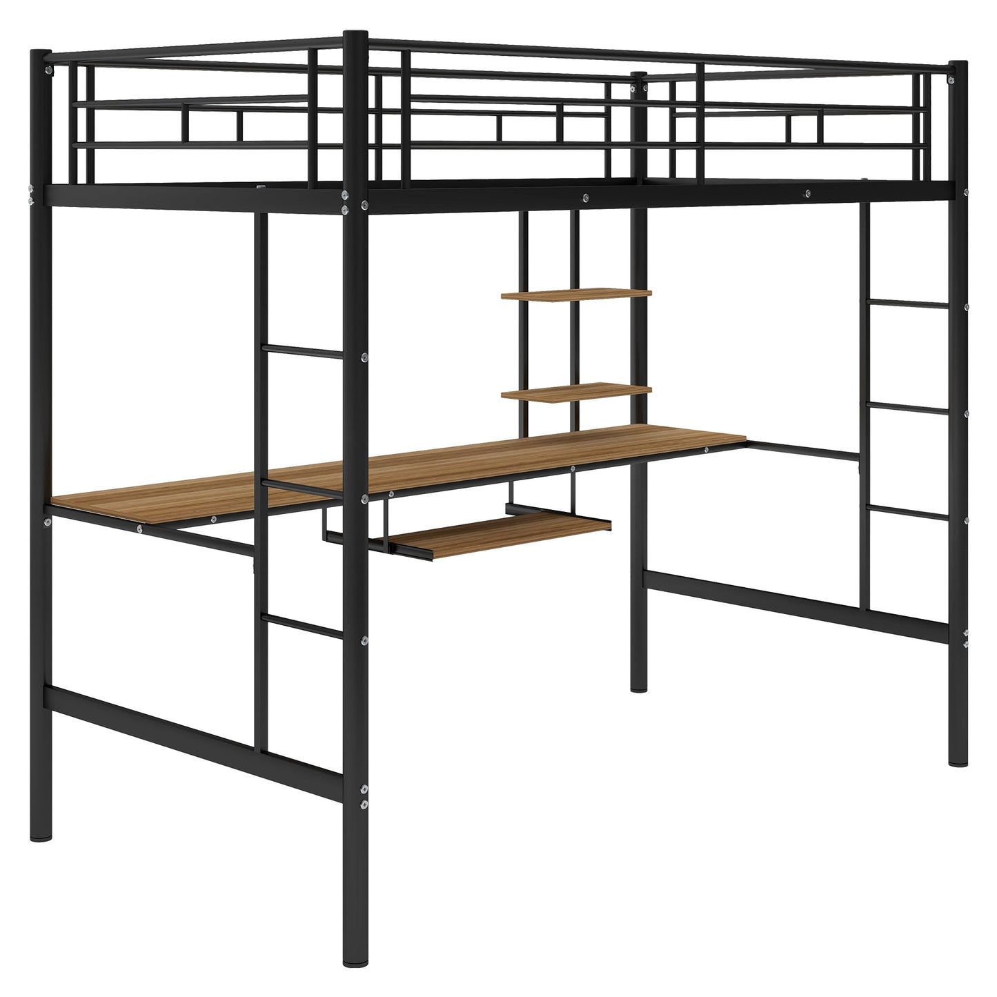 Loft Bed with Desk and Shelf   Space Saving Design Twin - Korvel
