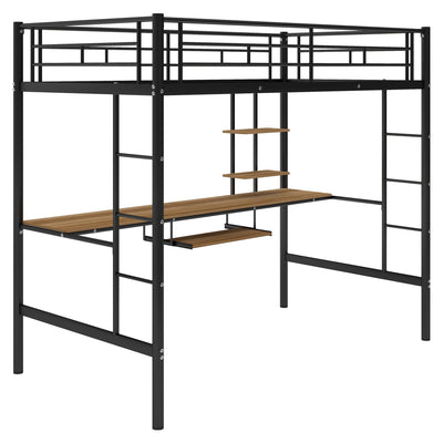 Loft Bed with Desk and Shelf   Space Saving Design Twin - Korvel