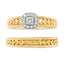 Ensemble de Bagues de Fiançailles en Argent Sterling Plaqué Or Jaune 14K avec Halo de Diamants - Tai