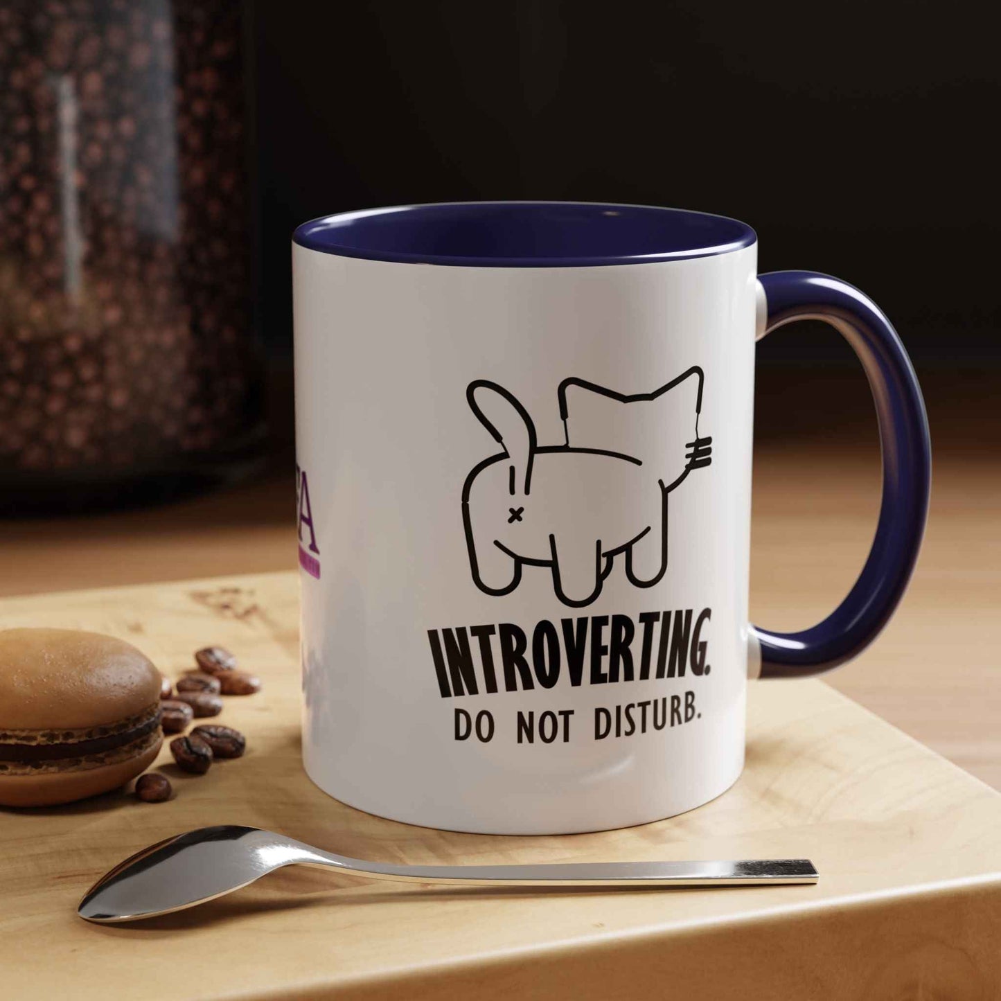 Introvertido. No molestar. Taza de café de gato en dos tonos