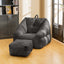 Beanbag chair with filler, beanbag sofa with tufted soft filler with memory foam, black - Korvel