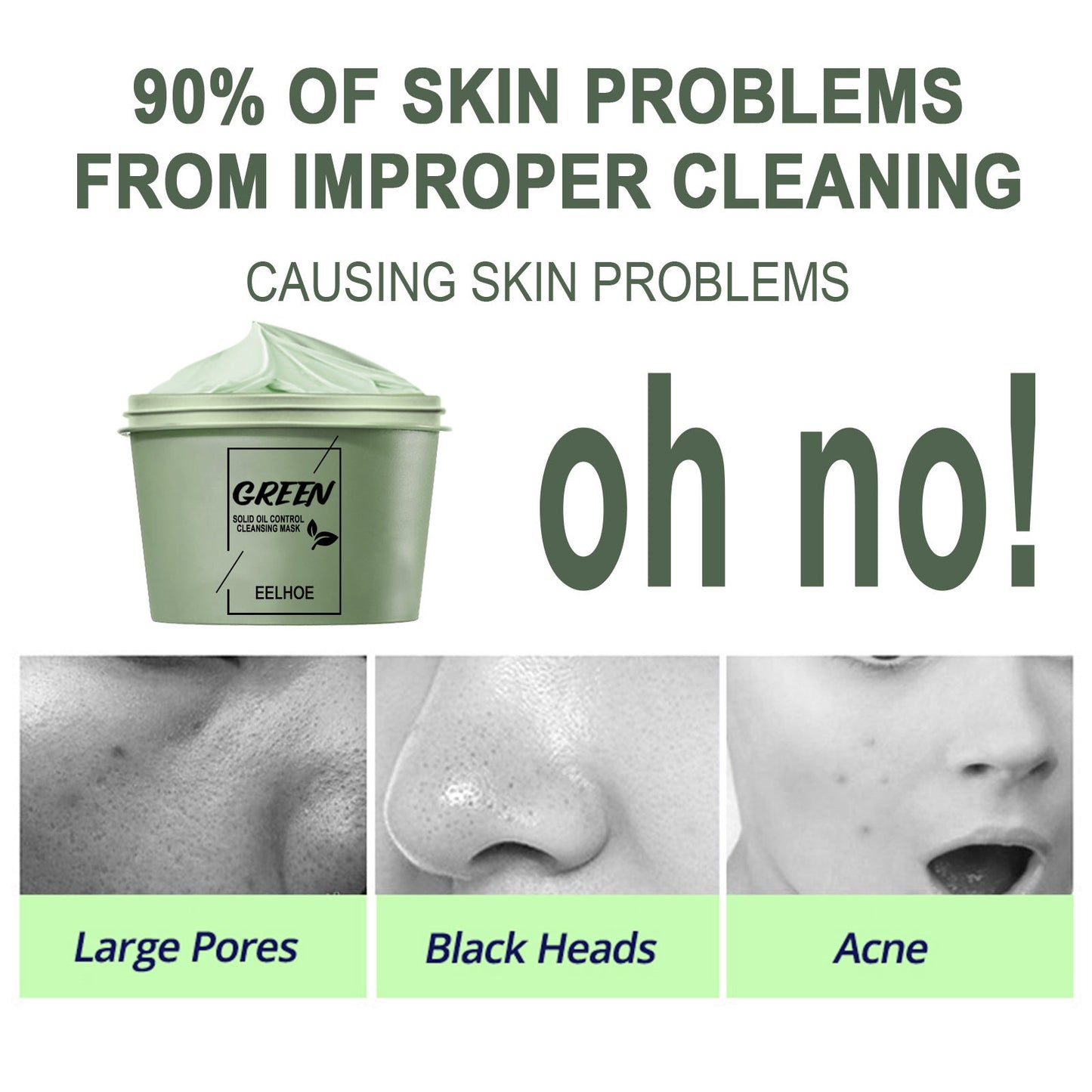 Green Tea Mud Mask, Cleansing Face Moisturizing And Hydrating Pore Cleaning Smear Mask - Korvel
