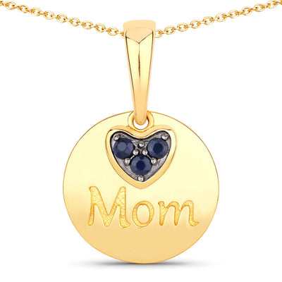 0.20 Carat Genuine Blue Sapphire Pendant in Sterling Silver