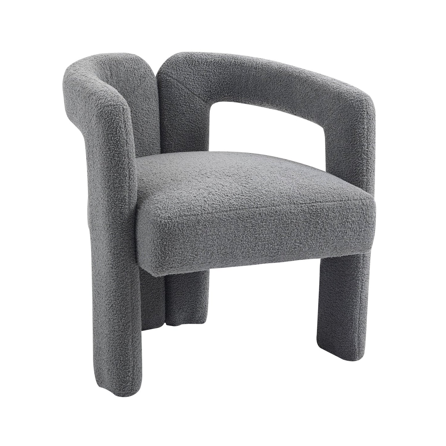 Teddy fabric modern design dining chair,open-Back ,modren kitchen armchair for Dinging Room(GREY) - Korvel