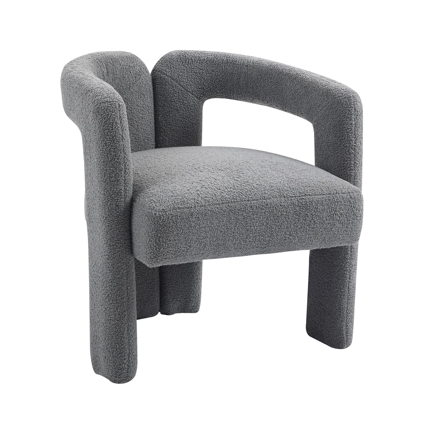 Teddy fabric modern design dining chair,open-Back ,modren kitchen armchair for Dinging Room(GREY) - Korvel