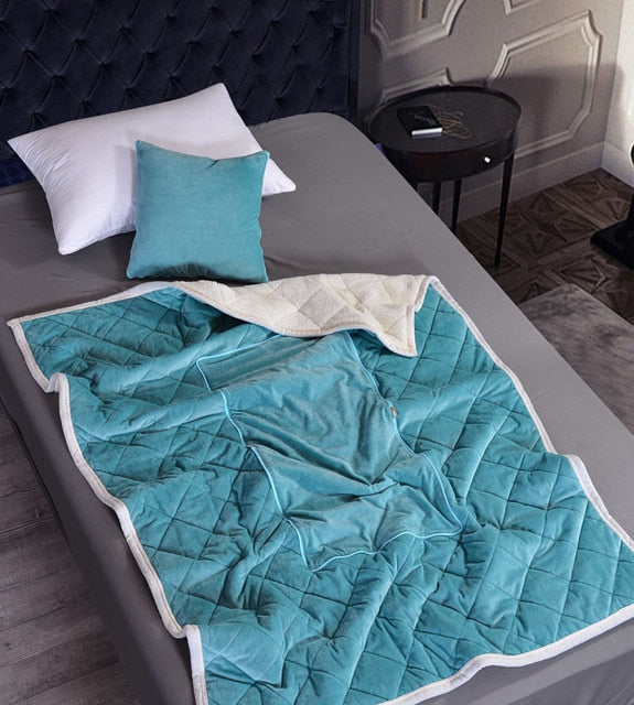 2 in 1 Flannel Cushion Blanket car sofa lumbar throw pillow air conditioning blanket foldable patchwork quilt blanket Bedding - Korvel