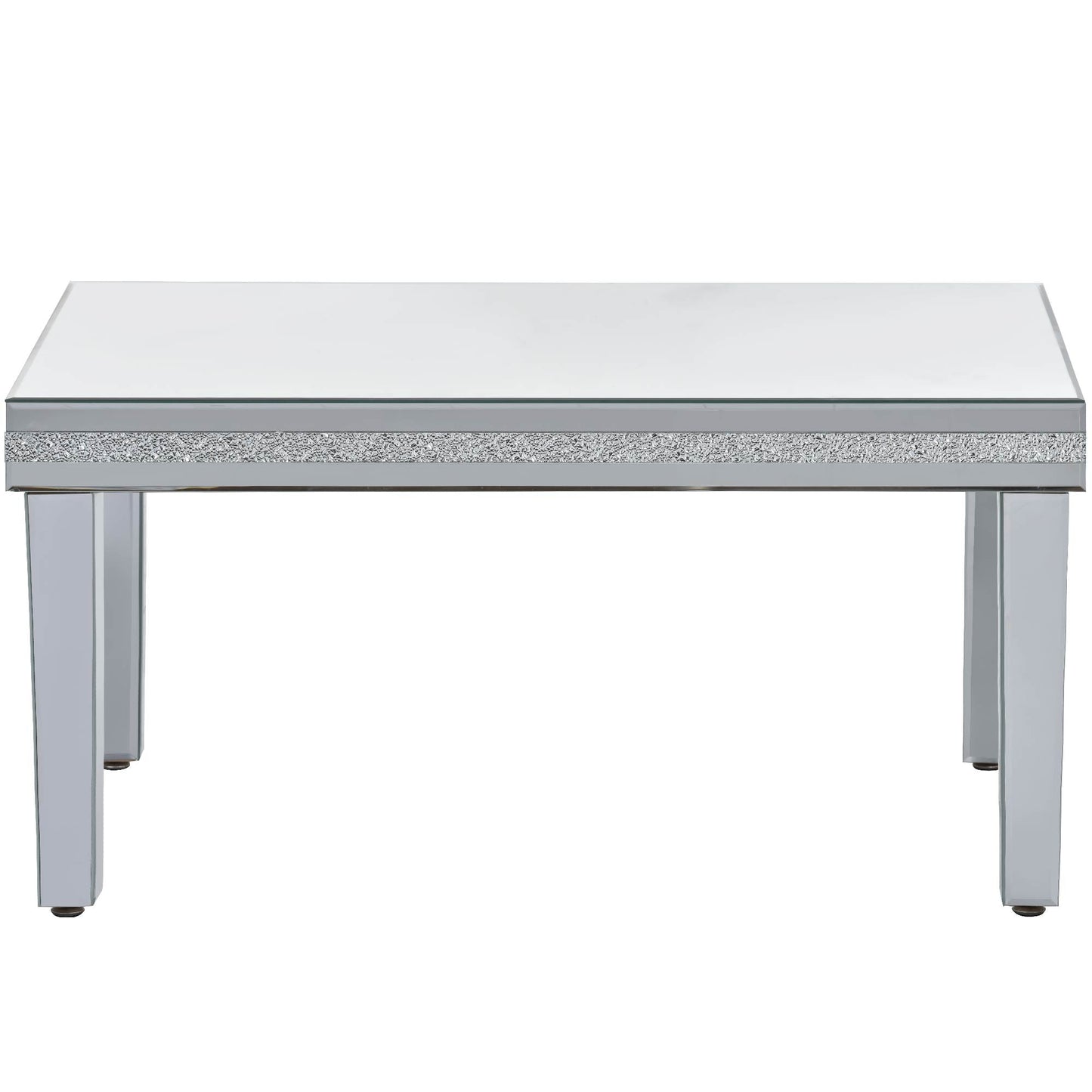 ON-TRANS Modern Glass Mirrored Coffee Table with Adjustable Height