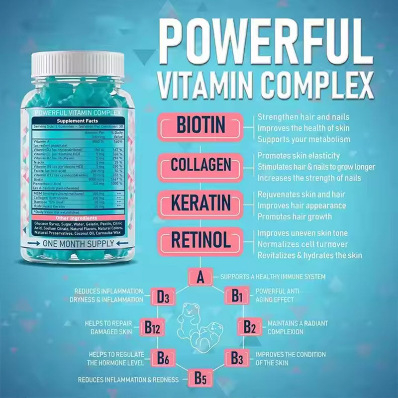 Gummy de colágeno premium con biotina para el crecimiento del cabello