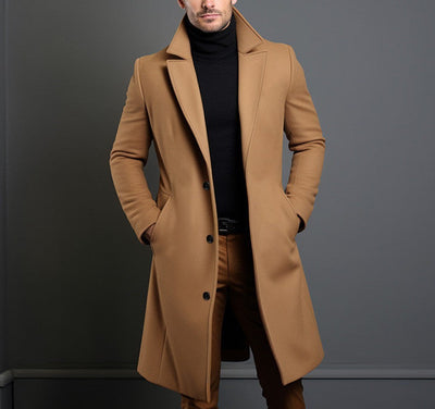 Men's Mid-length Trench Coat - Casual Business Overcoat