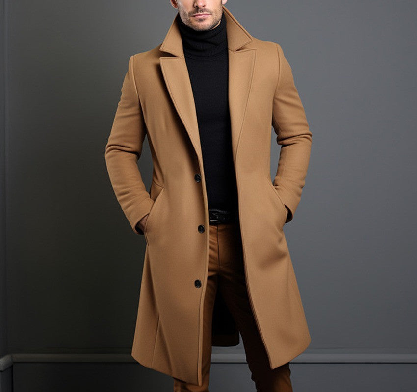 Manteau trench mi-long pour homme - Manteau d'affaires décontracté