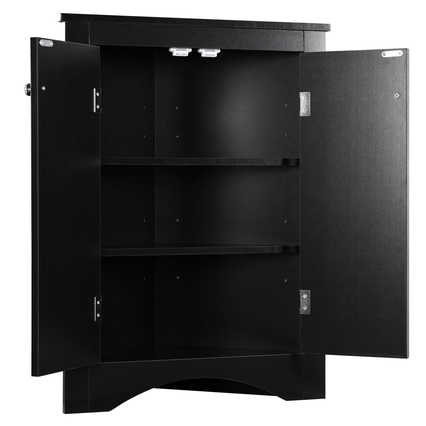 Black Triangle Bathroom Storage Cabinet with Adjustable Shelves
