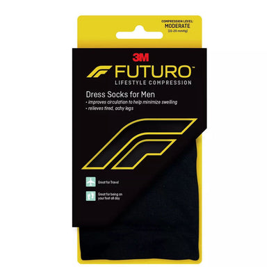 FUTURO Men's Dress Socks with Mild Compression, Black, Medium