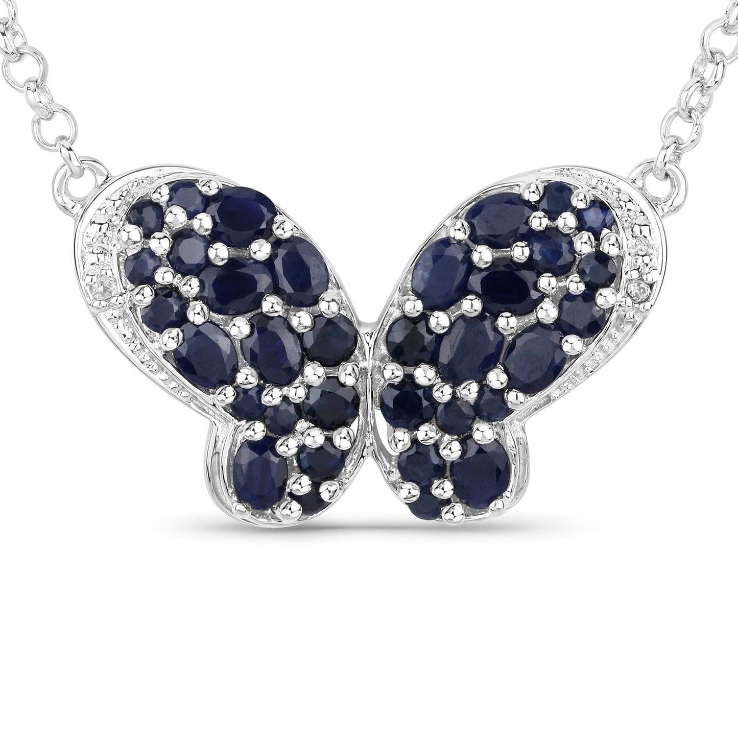 3.83 Carat Blue Sapphire & White Zircon .925 Sterling Silver Pendant