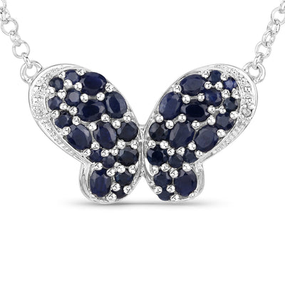 3.83 Carat Blue Sapphire & White Zircon .925 Sterling Silver Pendant