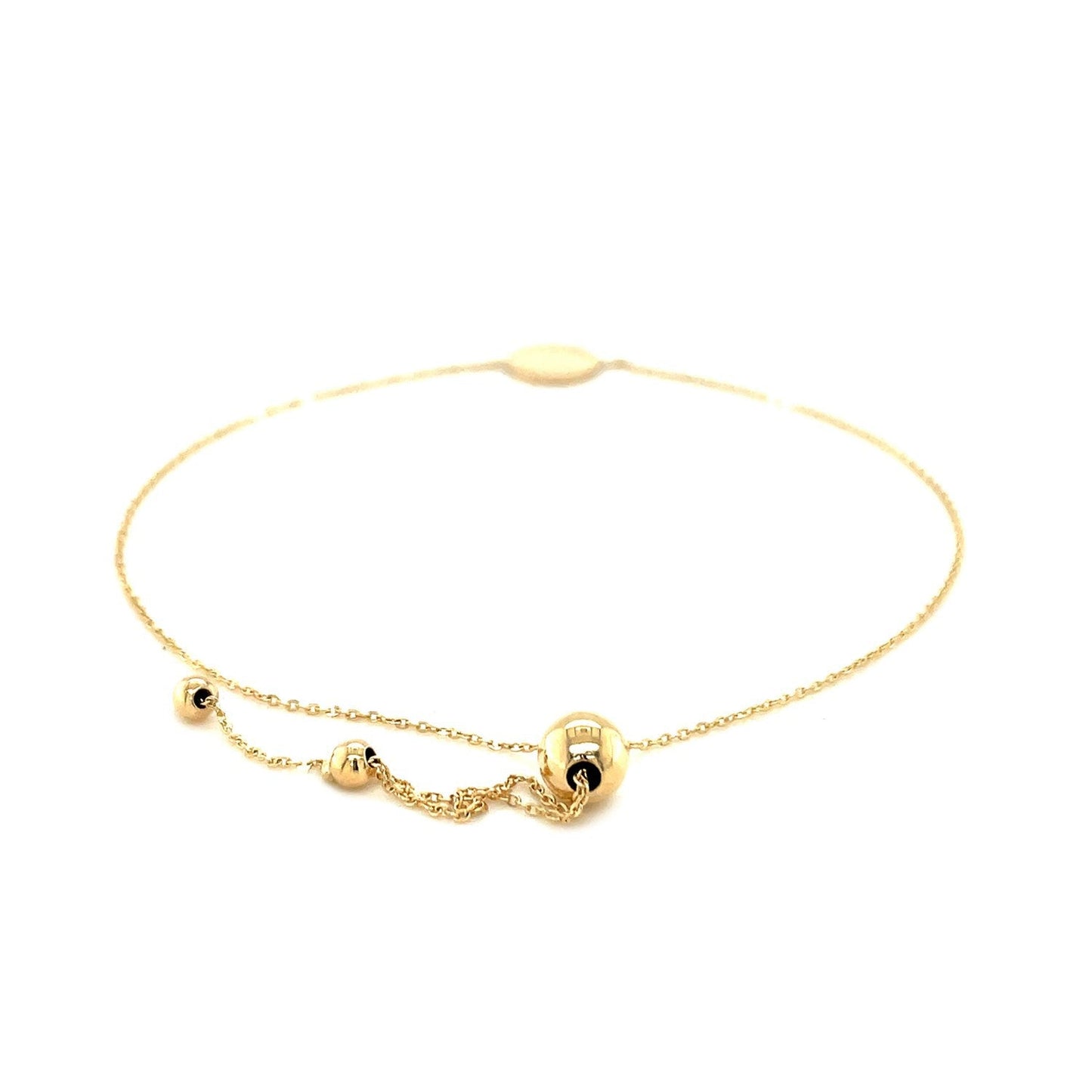 Pulsera Ajustable de Oro Amarillo de 14k con Círculo Brillante