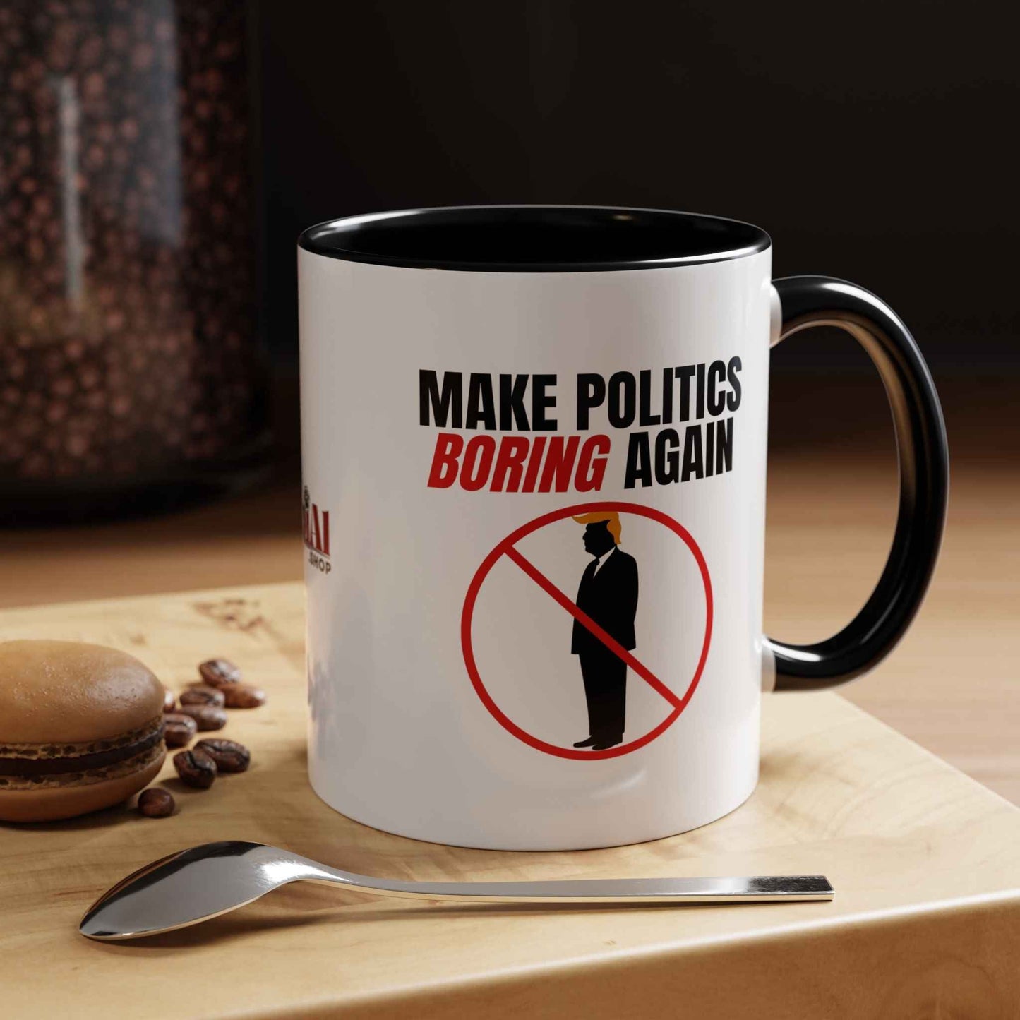 Make Politics Boring Again Parody Mug – Two-Tone Ceramic Coffee Cup
