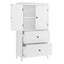 Bathroom Storage Cabinet, Cabinet with Two Doors and Drawers, Adjustable Shelf, MDF Board, White - Korvel