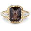 Anillo de plata esterlina con cuarzo ahumado y diamantes de 3.48 quilates
