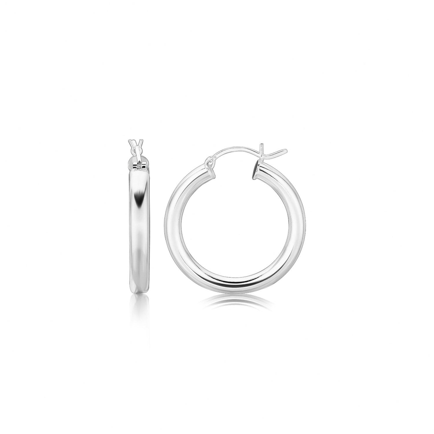Pendientes de aro de plata esterlina pulida con baño de rodio (25 mm)
