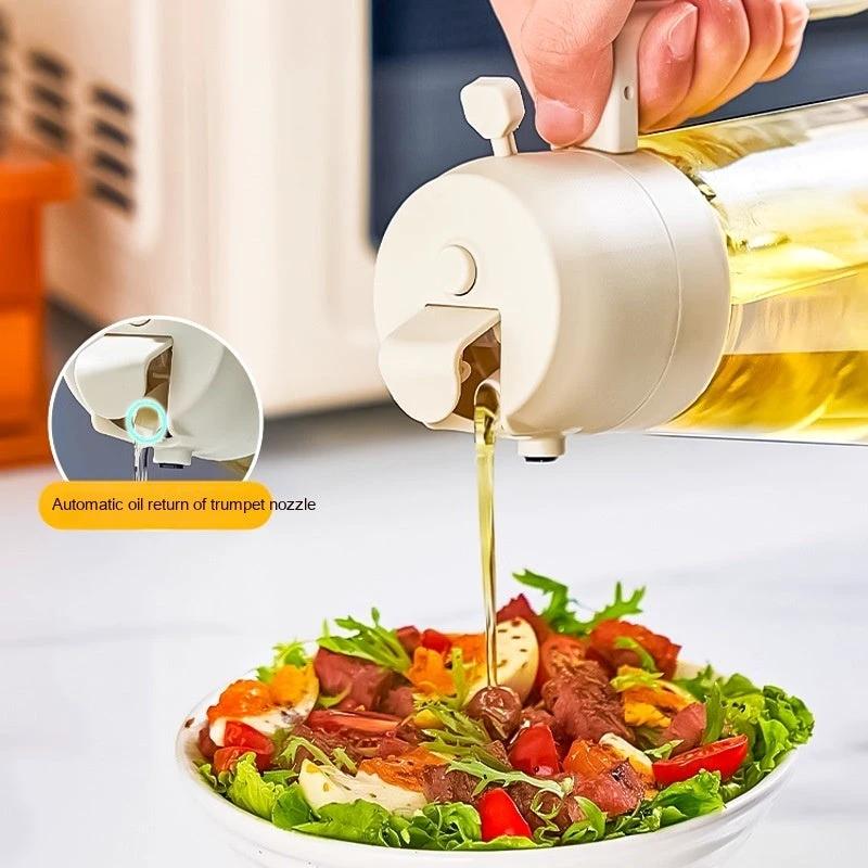 Distributeur de vaporisateur d'huile d'olive 470ML - Bouteille en verre 2-en-1 pour la cuisine