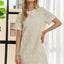 Applique Round Neck Short Sleeve Shift Dress