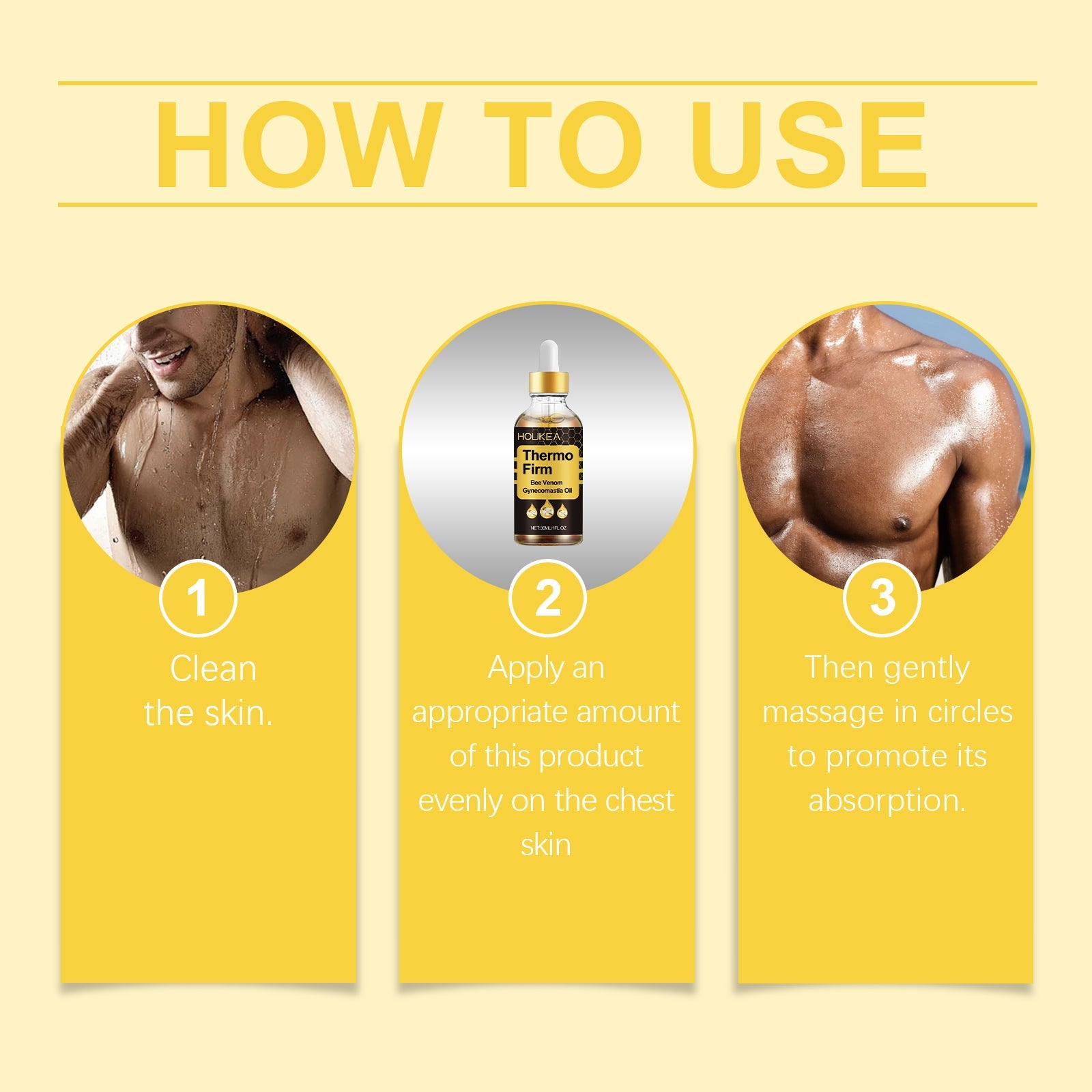 Bee Venom Men's Chest Care Oil Men's Improved Chest Contour Massage Care Essential Oil - Korvel