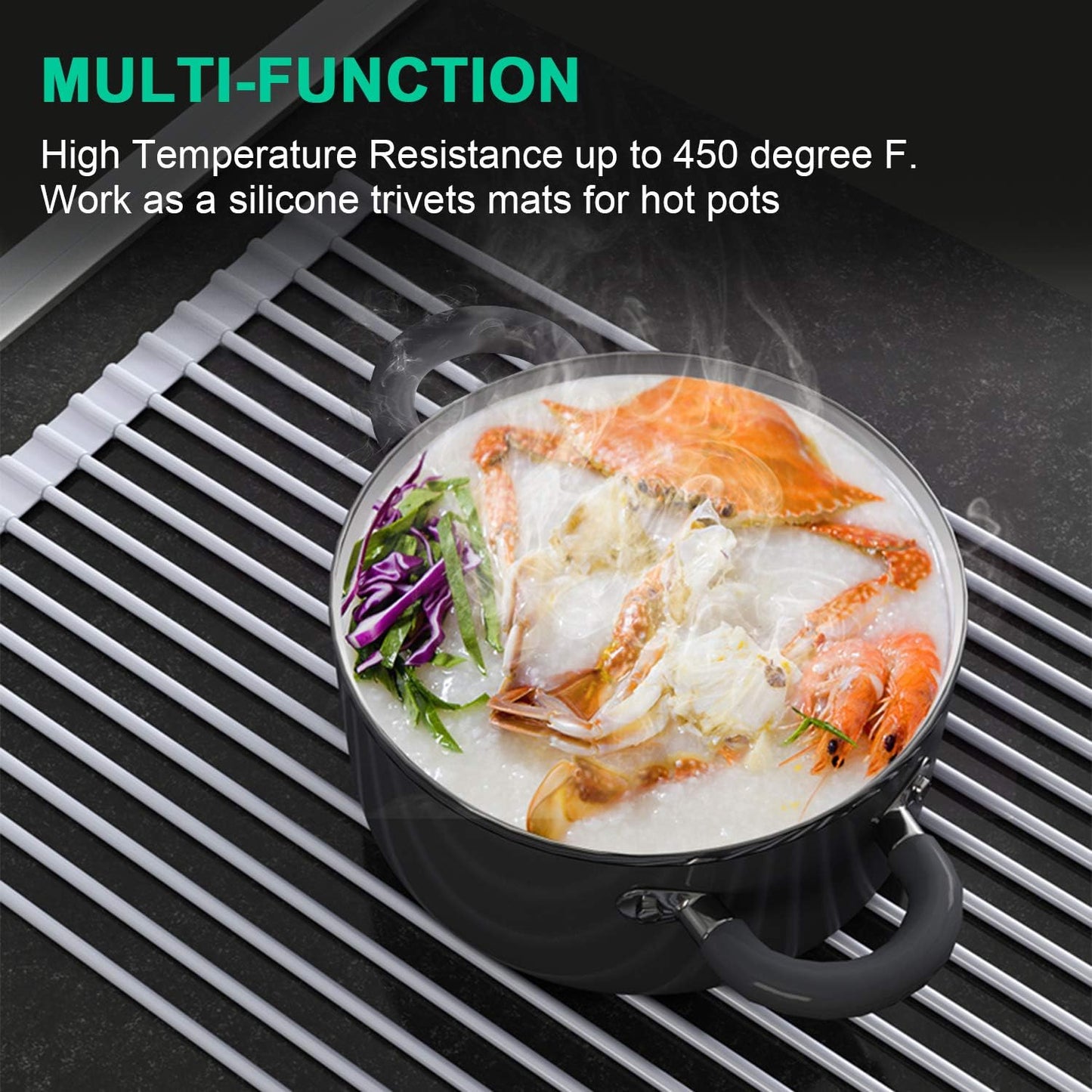 Roll Up Dish Drying Rack, Over The Sink Dish Drying Rack Kitchen Rolling Dish Drainer, Foldable Sink Rack Mat Stainless Steel Wi - Korvel