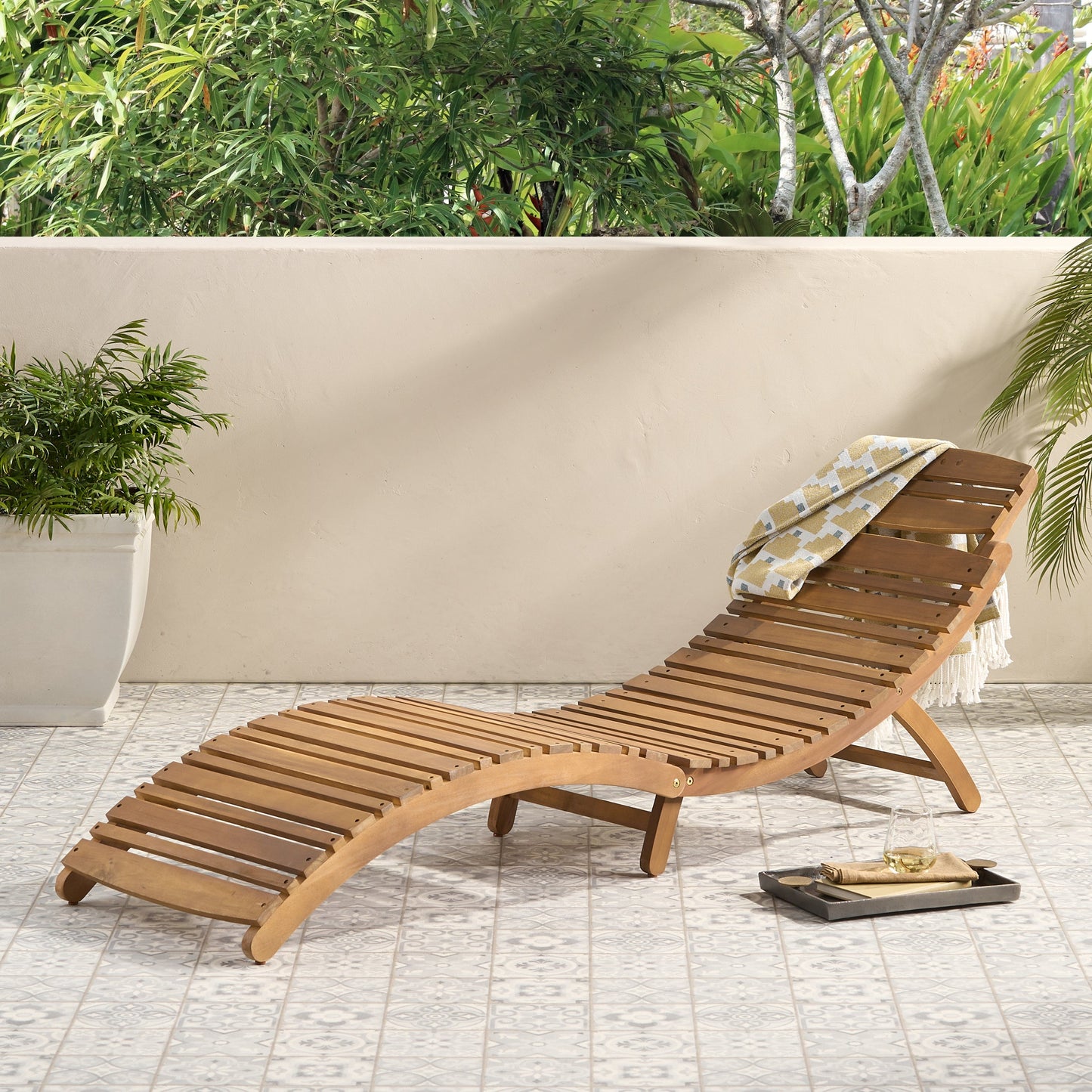 LAHAINA WOOD FOLDABLE CHAISE LOUNGE - Korvel