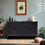 4 Door Wooden Twill Sideboard - Vintage Black & Dark Walnut