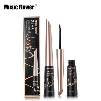 Music Flower Brand Waterproof Liqiud Eyeliner Pencil 24H Long-lasting Matte Eye Liner Delineador Black Eyelid Quick-Dry Makeup - Korvel