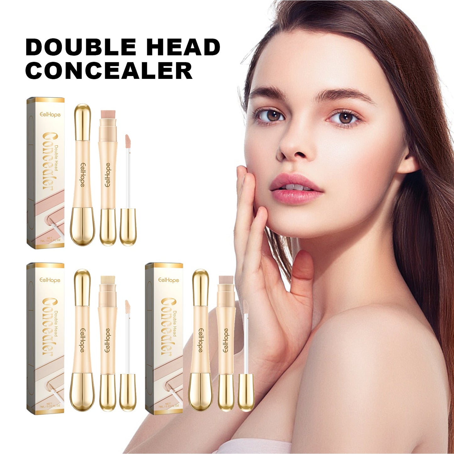 Double Head Concealer, Brightening And Waterproofing Concealer Stick - Korvel