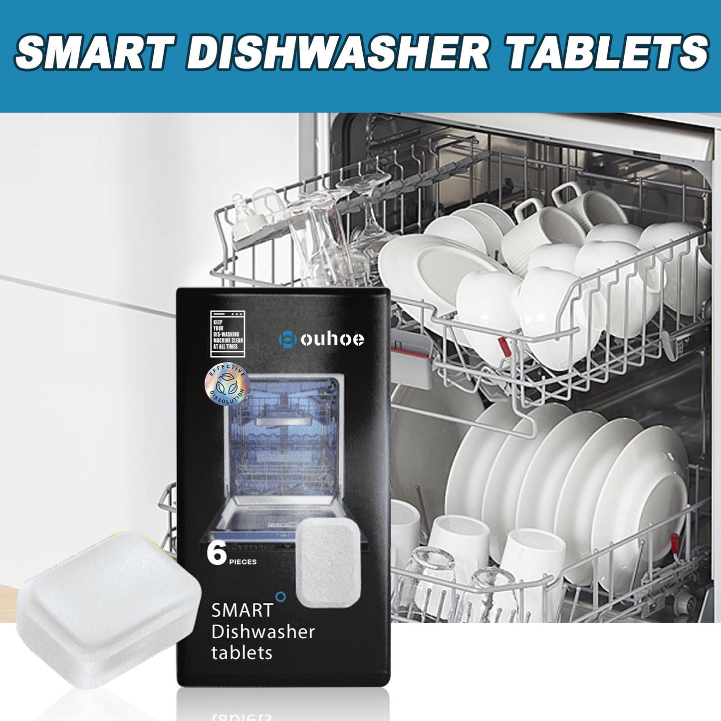 Dishwasher Dirt Remover Sheet, Clean Heavy Oil And Water Stains Odor Kitchen And Bath Home Dishwasher Cleaning Sheet - Korvel