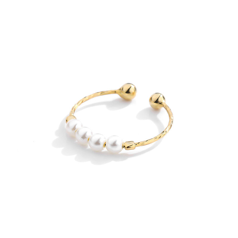 Retro imitation pearl ring women's magic decoration ring pure silver joint ring - Korvel