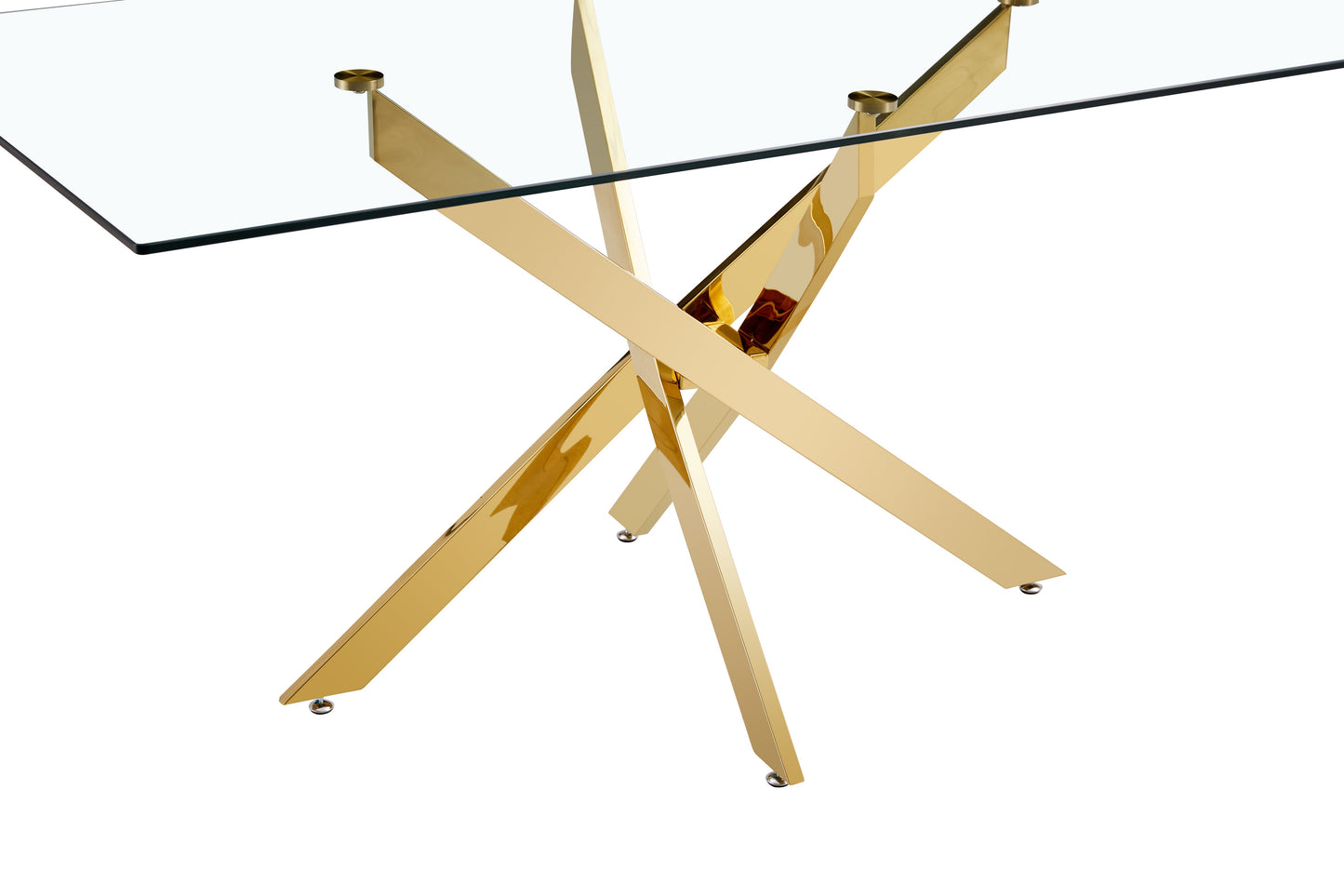 Plateau de Table en Verre Transparent Premium avec Accents Dorés