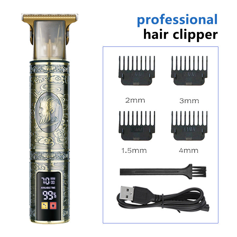 T9 Hairdresser With LCD Display Electric Hair Clipper Household Large Screen Digital Display Electric Hair Clipper Carving Oil Head Shaver Hair Clipper - Korvel