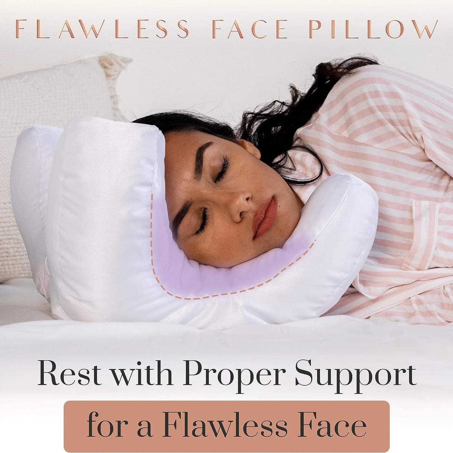 Beauty Face Satin Pillow with Memory Foam Filling Comfortable Soft Nap Cotton Pillow Peace Mind Sleep Non-Paste Makeup Headrest - Korvel