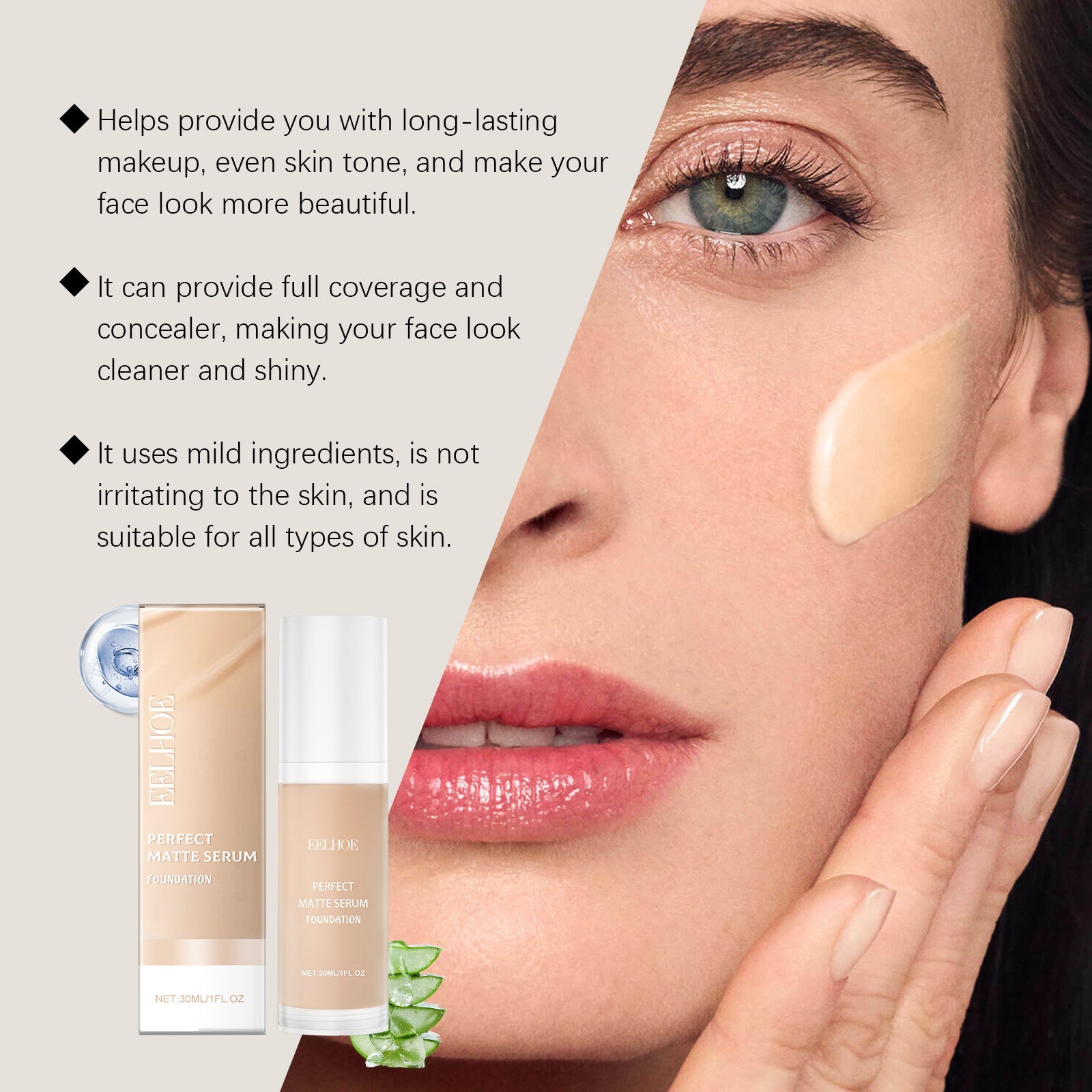 Moisturizing Liquid Foundation Easily Creates A Natural Skin Tone Concealer Moisturizing And Long-Lasting Long-Lasting Makeup Foundation - Korvel