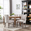 Ultra Side Dining Chair Thickened fabric chairs with neutrally toned solid wood legs  Bronze nail head Set of 2 Beige - Korvel