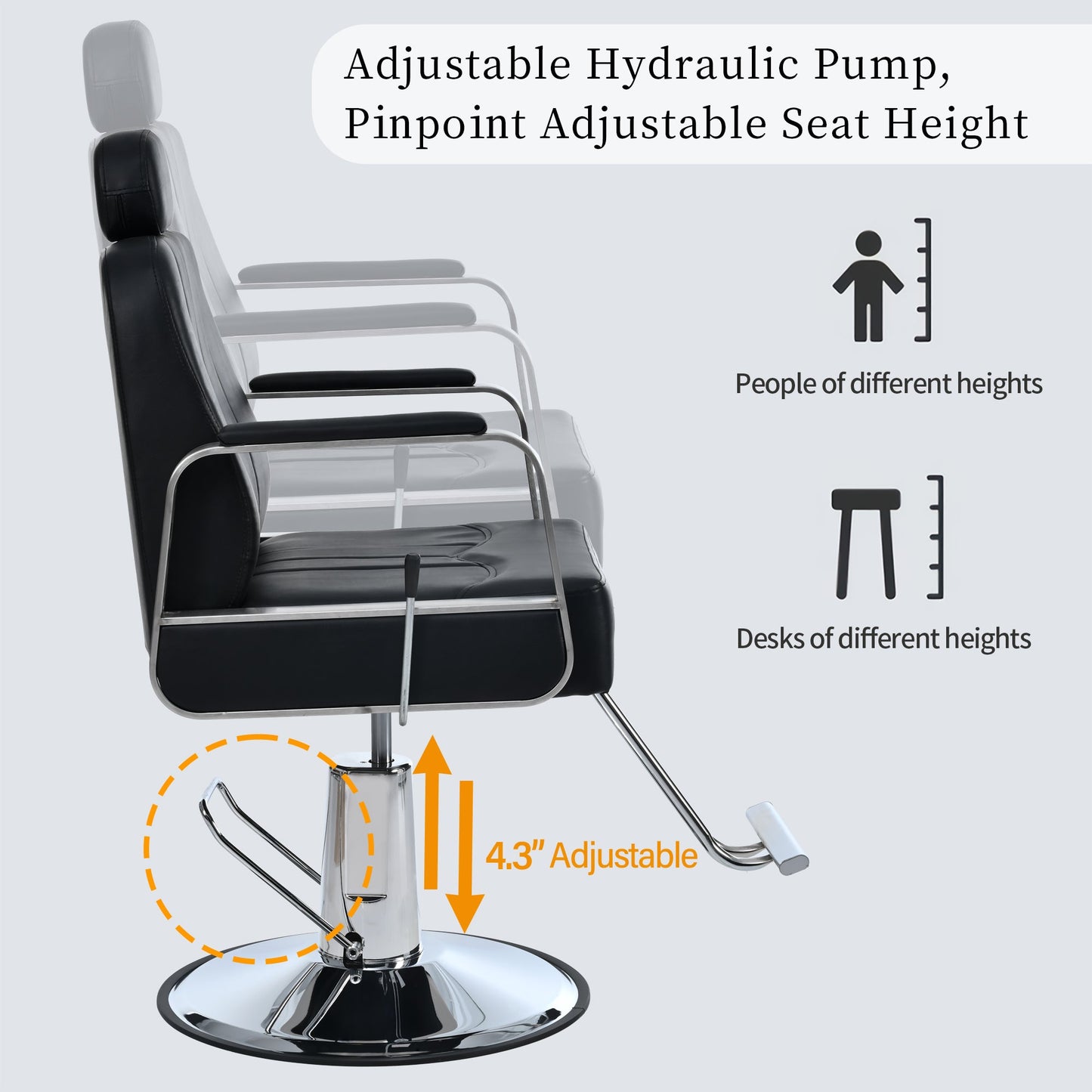 Silla de Barbero Reclining Premium con Bomba Hidráulica de Alta Resistencia