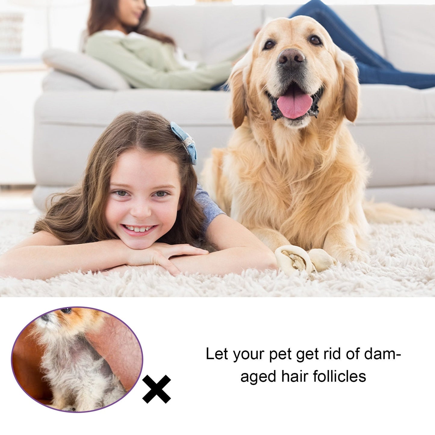 Pet Hair Growth Spray for Cats and Dogs - Hair Care Treatment for Damaged Follicles and Hair Loss - Korvel