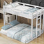 Twin over Full Bunk Bed with Built-in Ladder,White - Korvel