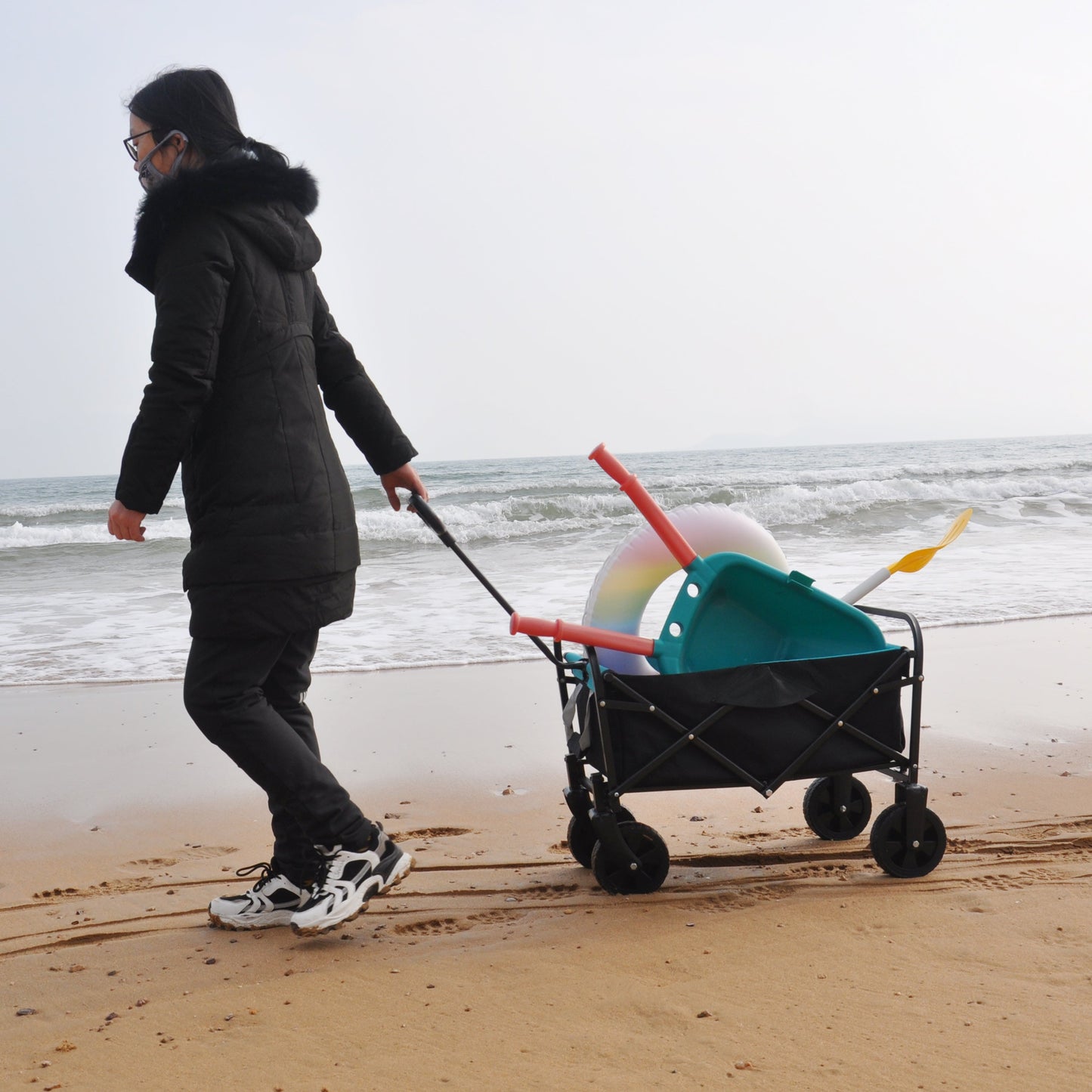 Folding Wagon Garden Shopping Beach Cart - Korvel