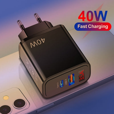 40W PD+USB Digital Display Mobile Phone Charger